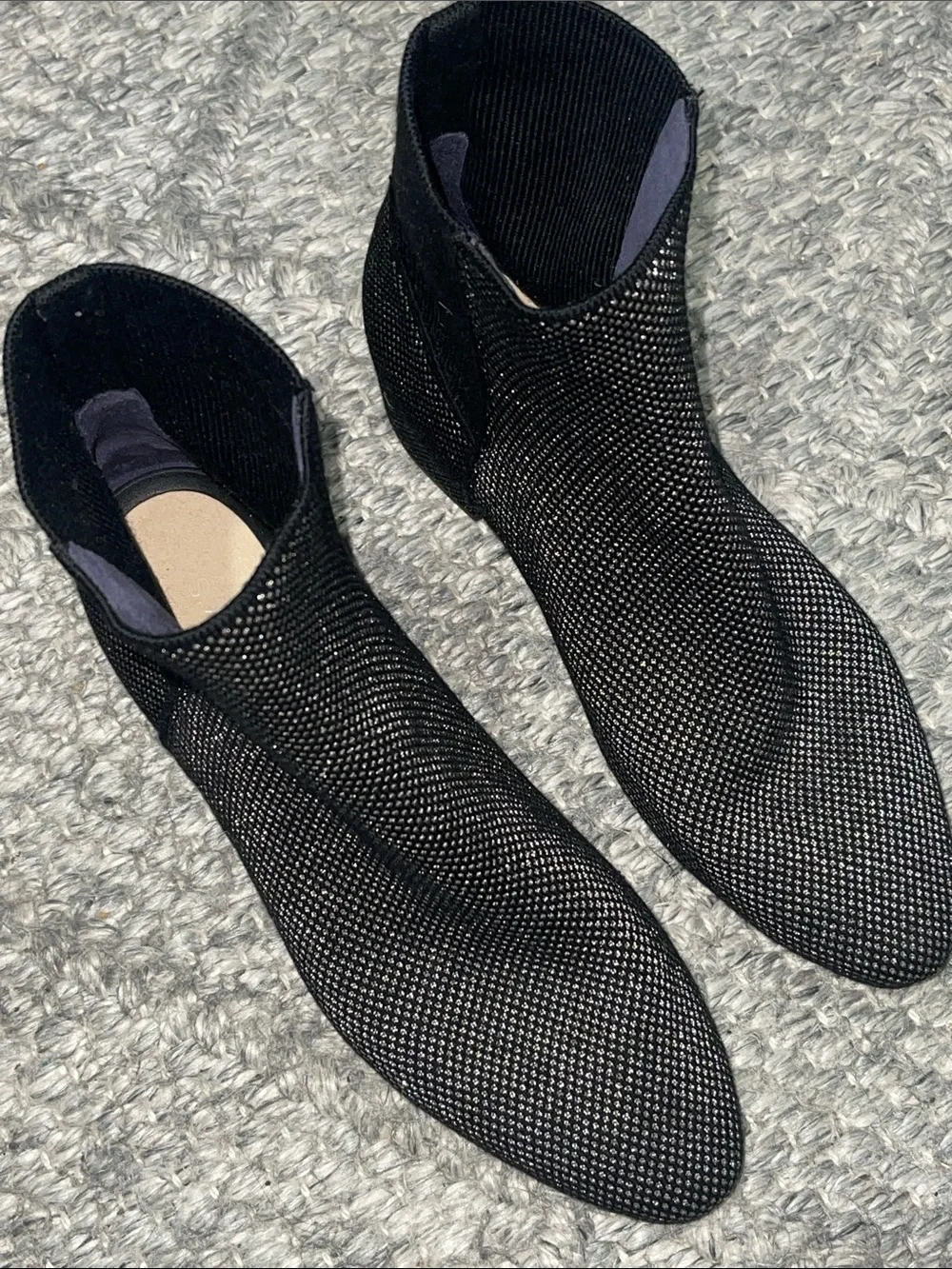 Rothy's Black and Gray Knit Ankle Bootie